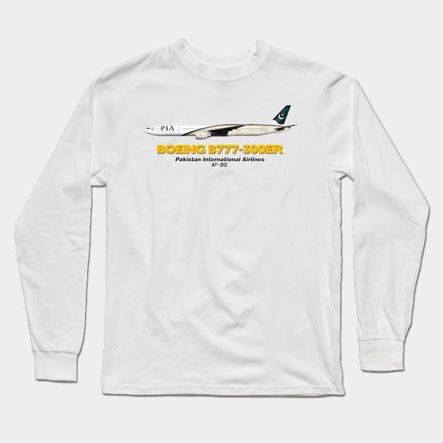 Boeing B777-300ER - Pakistan International Airlines Long Sleeve T-Shirt by TheArtofFlying